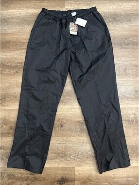 Vtg NWT Woolrich Packable Rain Pants Womens XL Pack-It Black Hiking Camping
